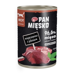 PAN MIĘSKO MOKRA KARMA DLA KOTÓW WIEPRZOWINA Z JELENIEM 400g